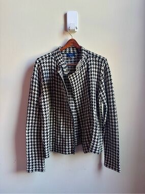 Chaps 100% cotton houndstooth cardigan XL